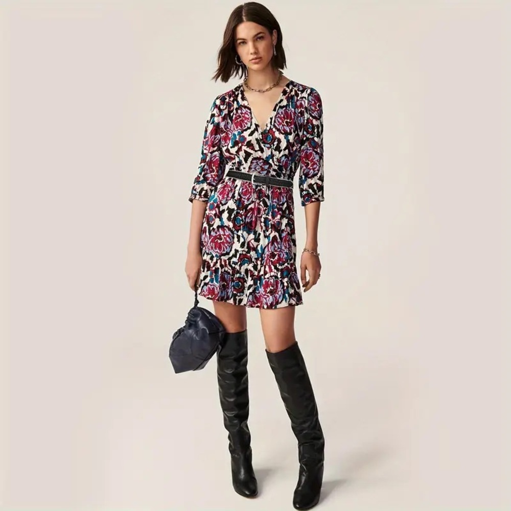 ba&sh Giulia Floral Mini Wrap Dress